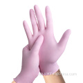 Guantes de nitrilo sin polvo de polvo rosa rosa desechable